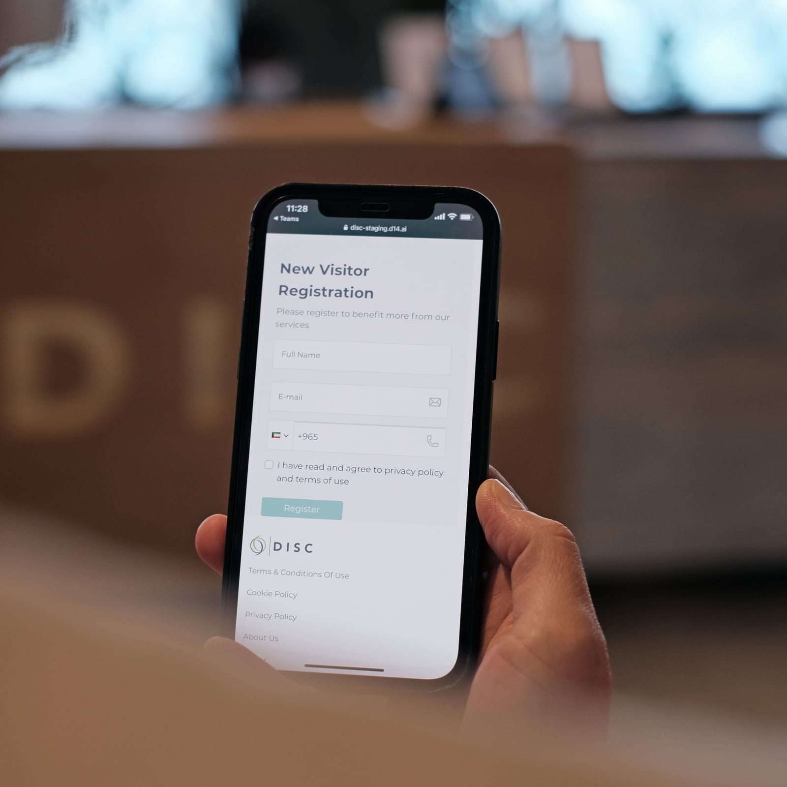 Patient using the DISC booking flow on mobile